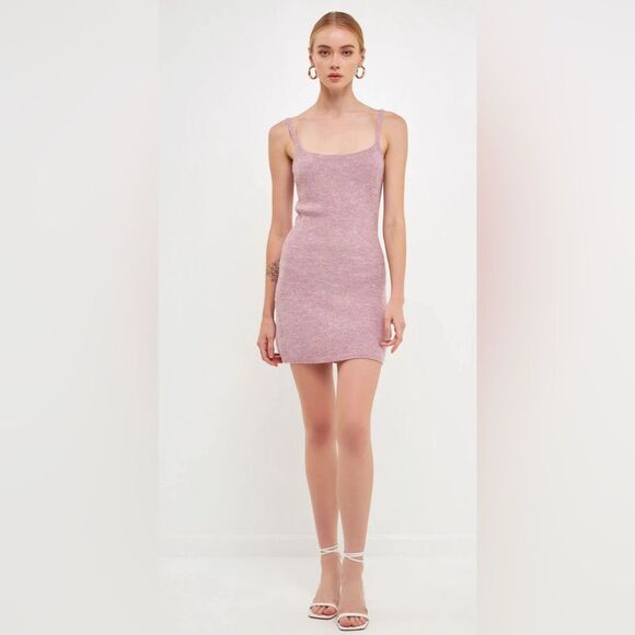 Endless Rose super soft pink mauve knit mini sweater dress size XS - Picture 1 of 8